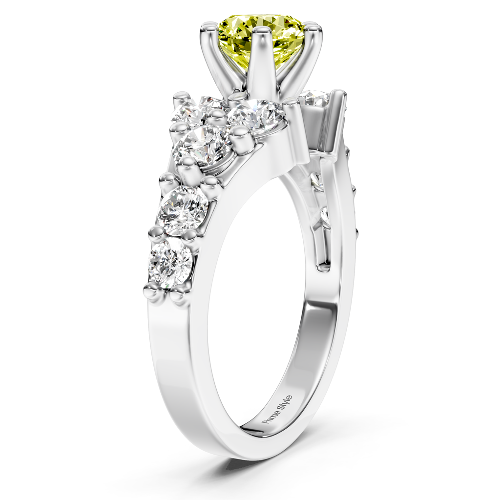 2.40-5.40 CT Round Cut Fancy Yellow Diamonds - Engagement Ring