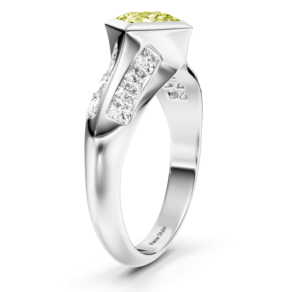 2.00 - 5.00 CT Princess Cut Fancy Yellow Diamonds - Engagement Ring - Primestyle.com