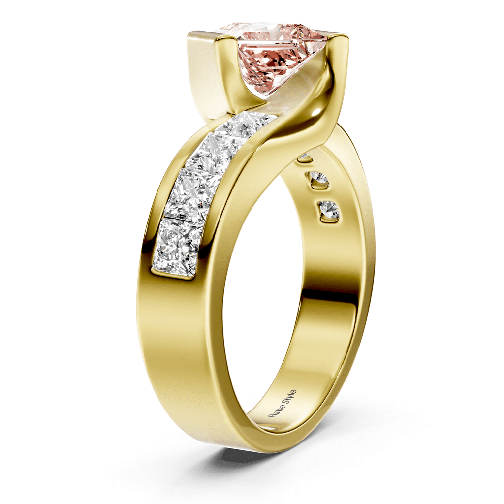 2.60-5.60 CT Princess Cut Fancy Pink Diamonds - Engagement Ring