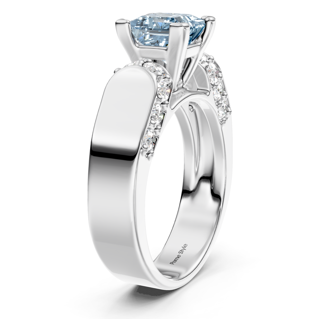 1.65-4.65 CT Princess & Round Cut Fancy Blue Diamonds - Engagement Ring
