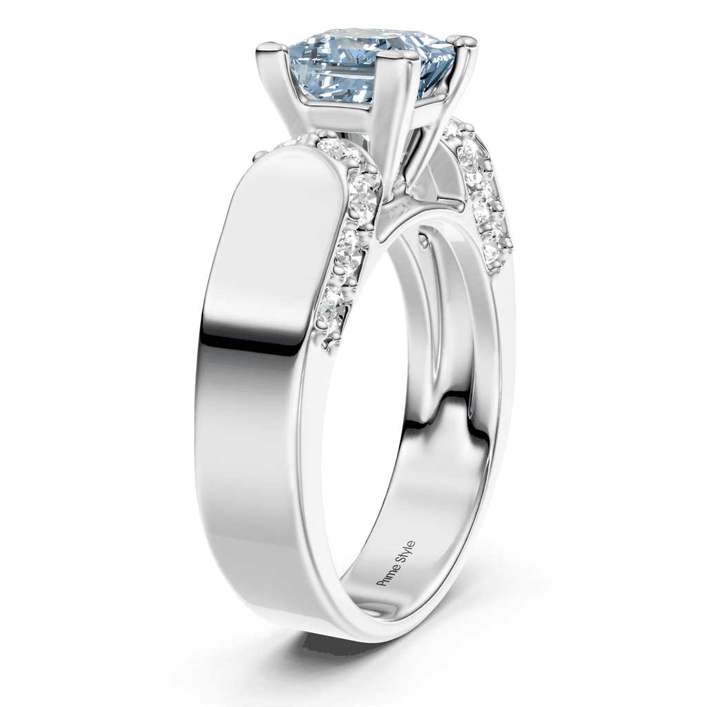 1.65 - 4.65 CT Princess & Round Cut Fancy Blue Diamonds - Engagement Ring - Primestyle.com