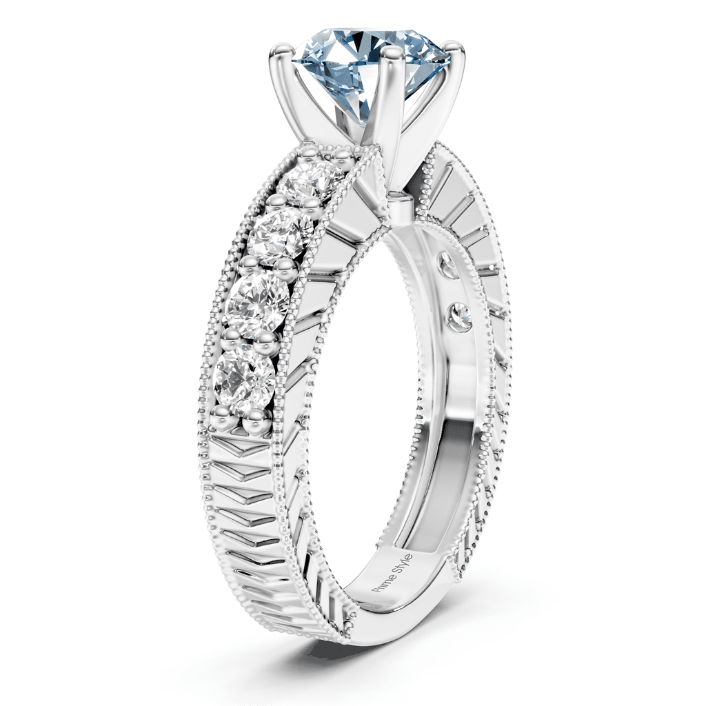 1.85-4.85 CT Princess & Round Cut Fancy Blue Diamonds - Engagement Ring