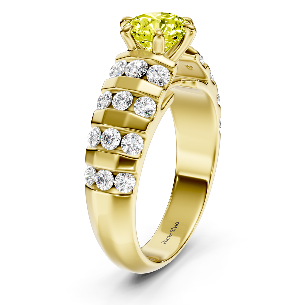 1.75-4.75 CT Round Cut Fancy Yellow Diamonds - Engagement Ring