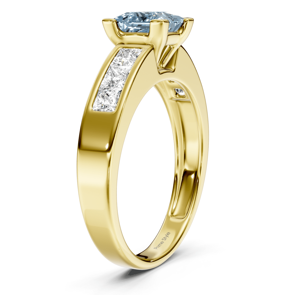 1.80 - 4.80 CT Princess Cut Fancy Blue Diamonds - Engagement Ring - Primestyle.com