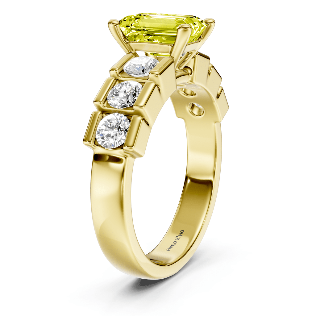 1.85-4.85 CT Princess & Round Cut Fancy Yellow Diamonds - Engagement Ring