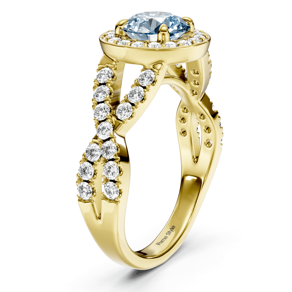 1.65 - 4.65 CT Round Cut Fancy Blue Diamonds - Engagement Ring - Primestyle.com