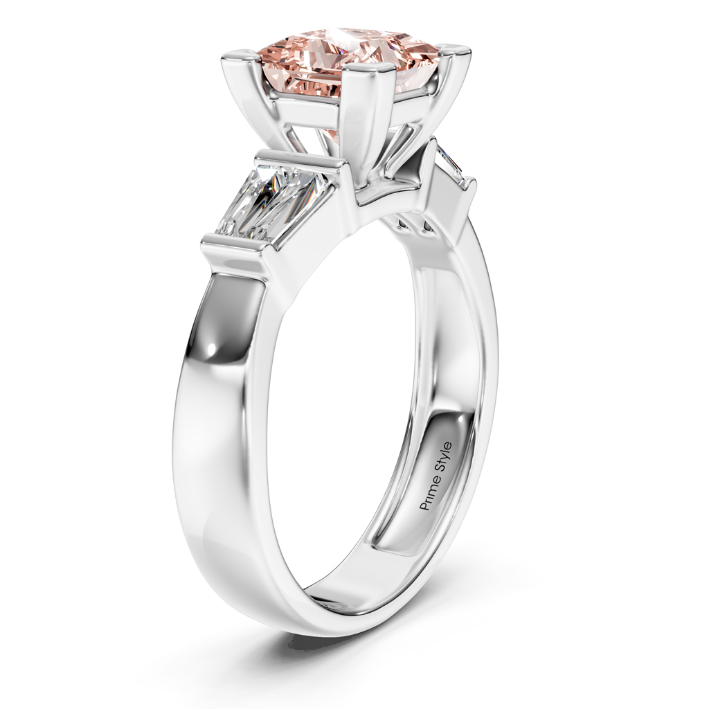 1.40-4.40 CT Princess & Taper Cut Fancy Pink Diamonds - Engagement Ring