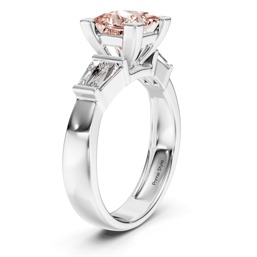 1.40-4.40 CT Princess & Taper Cut Fancy Pink Diamonds - Engagement Ring