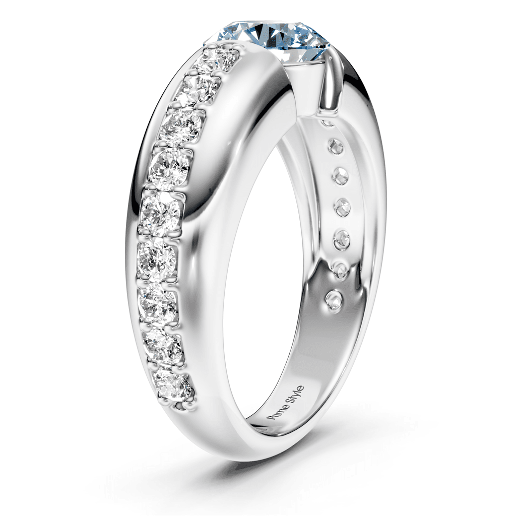 1.50-4.50 CT Round Cut Fancy Blue Diamonds - Engagement Ring