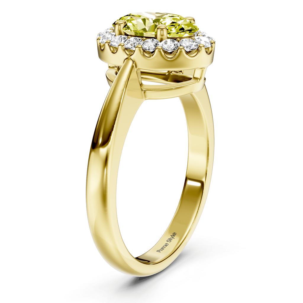 1.30 - 4.30 CT Oval & Round Cut Fancy Yellow Diamonds - Engagement Ring - Primestyle.com