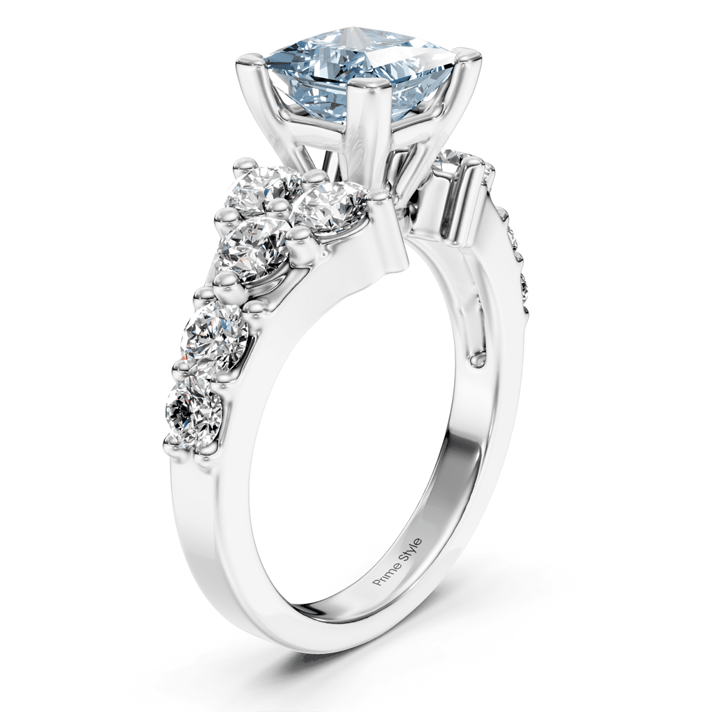 2.40 - 5.40 CT Princess & Round Cut Fancy Blue Diamonds - Engagement Ring - Primestyle.com