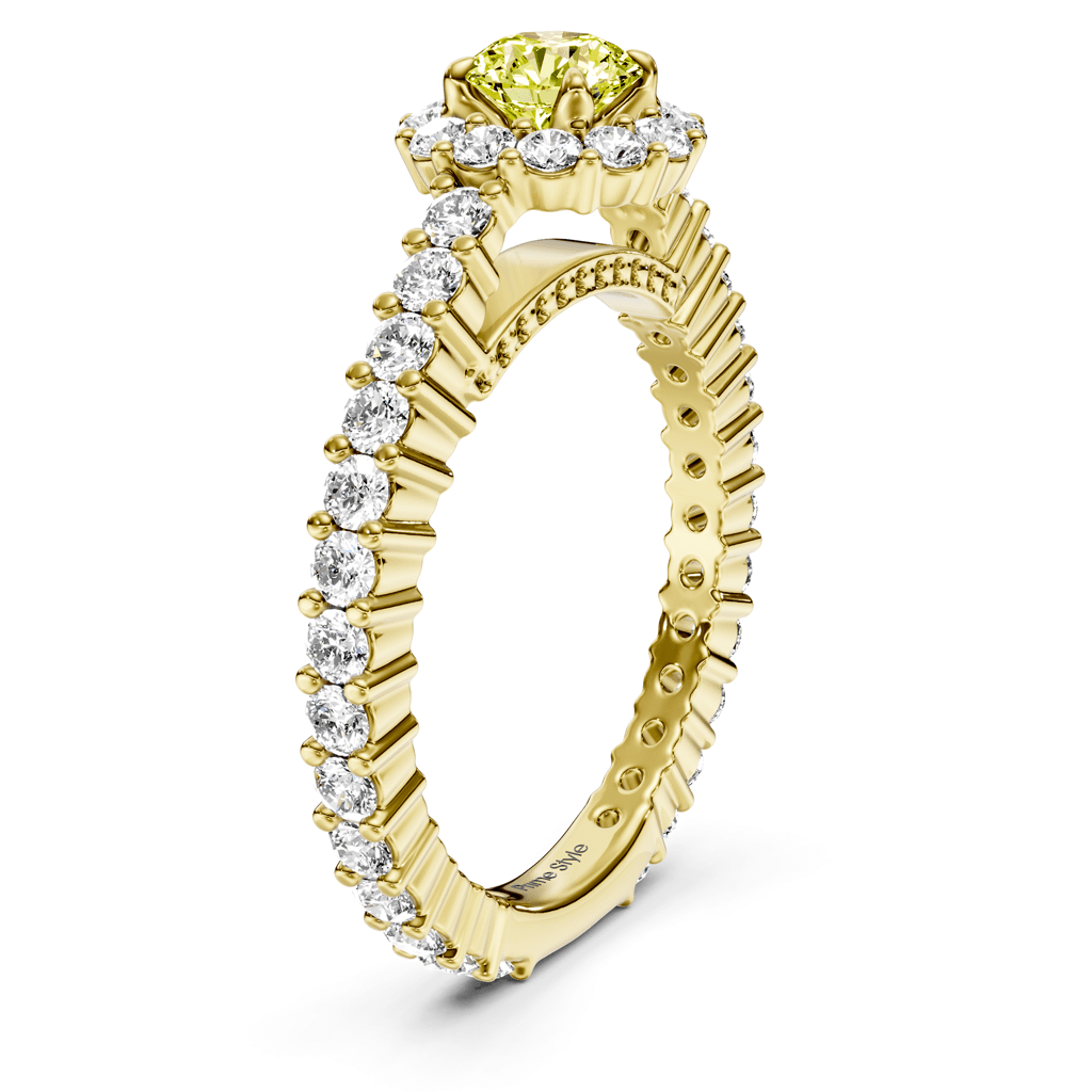 1.85 - 4.85 CT Round Cut Fancy Yellow Diamonds - Engagement Ring - Primestyle.com
