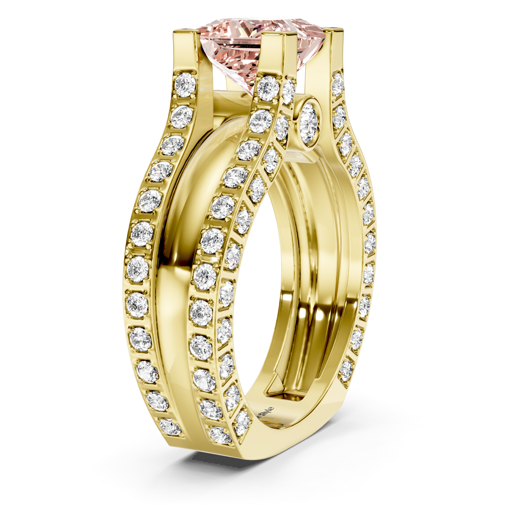 2.10-5.10 CT Princess & Round Cut Fancy Pink Diamonds - Engagement Ring