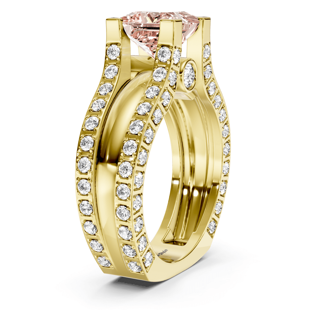 2.10 - 5.10 CT Princess & Round Cut Fancy Pink Diamonds - Engagement Ring - Primestyle.com