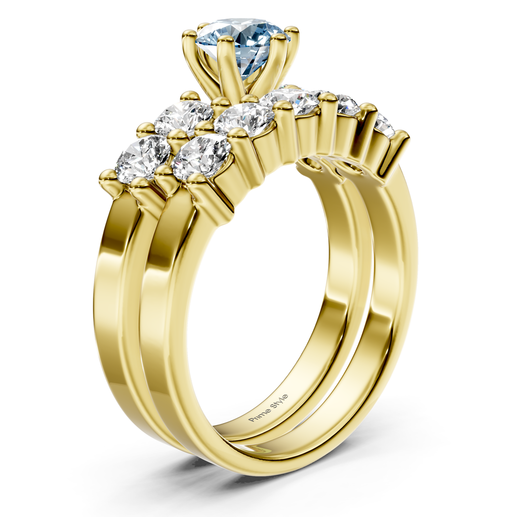 2.40-5.40 CT Round Cut Fancy Blue Diamonds - Bridal Set