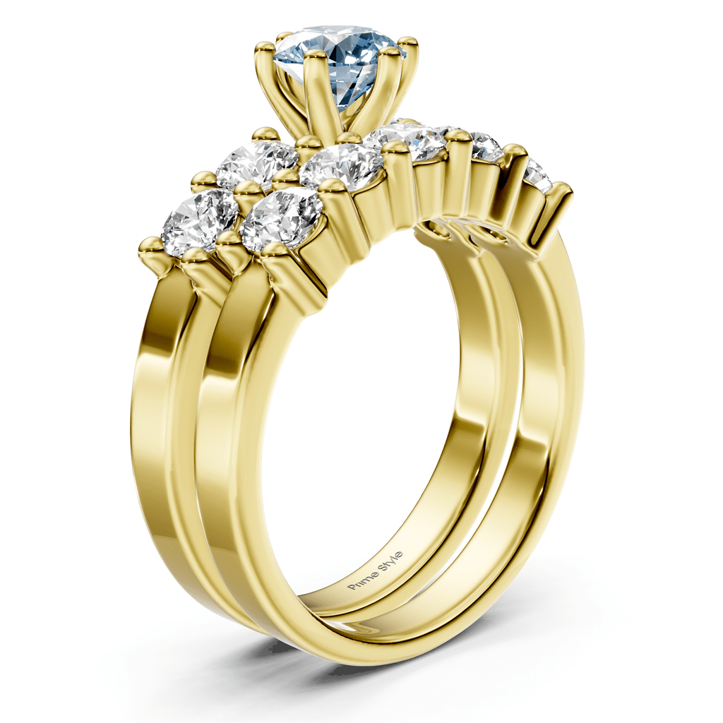 2.40 - 5.40 CT Round Cut Fancy Blue Diamonds - Bridal Set - Primestyle.com