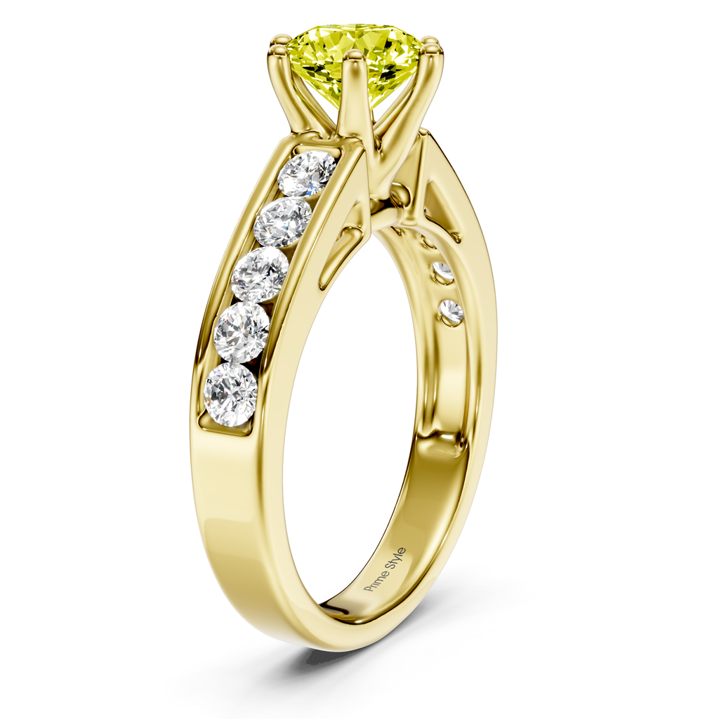 1.65-4.65 CT Round Cut Fancy Yellow Diamonds - Engagement Ring