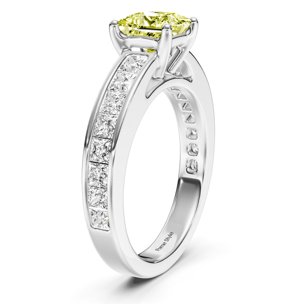 2.25-5.25 CT Princess Cut Fancy Yellow Diamonds - Engagement Ring