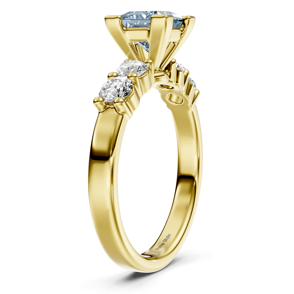 1.60-4.60 CT Princess & Round Cut Fancy Blue Diamonds - Engagement Ring