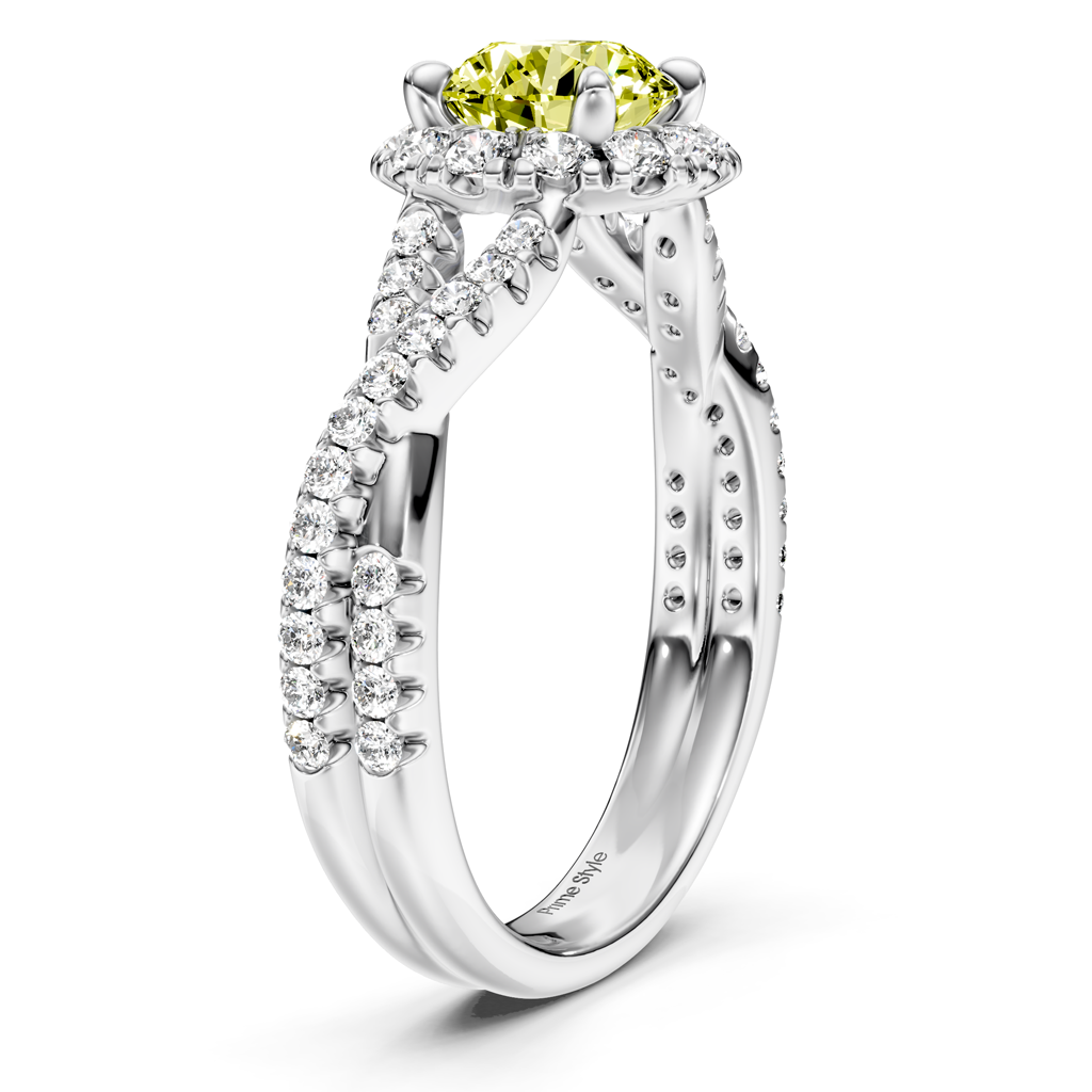 1.45-4.45 CT Round Cut Fancy Yellow Diamonds - Engagement Ring