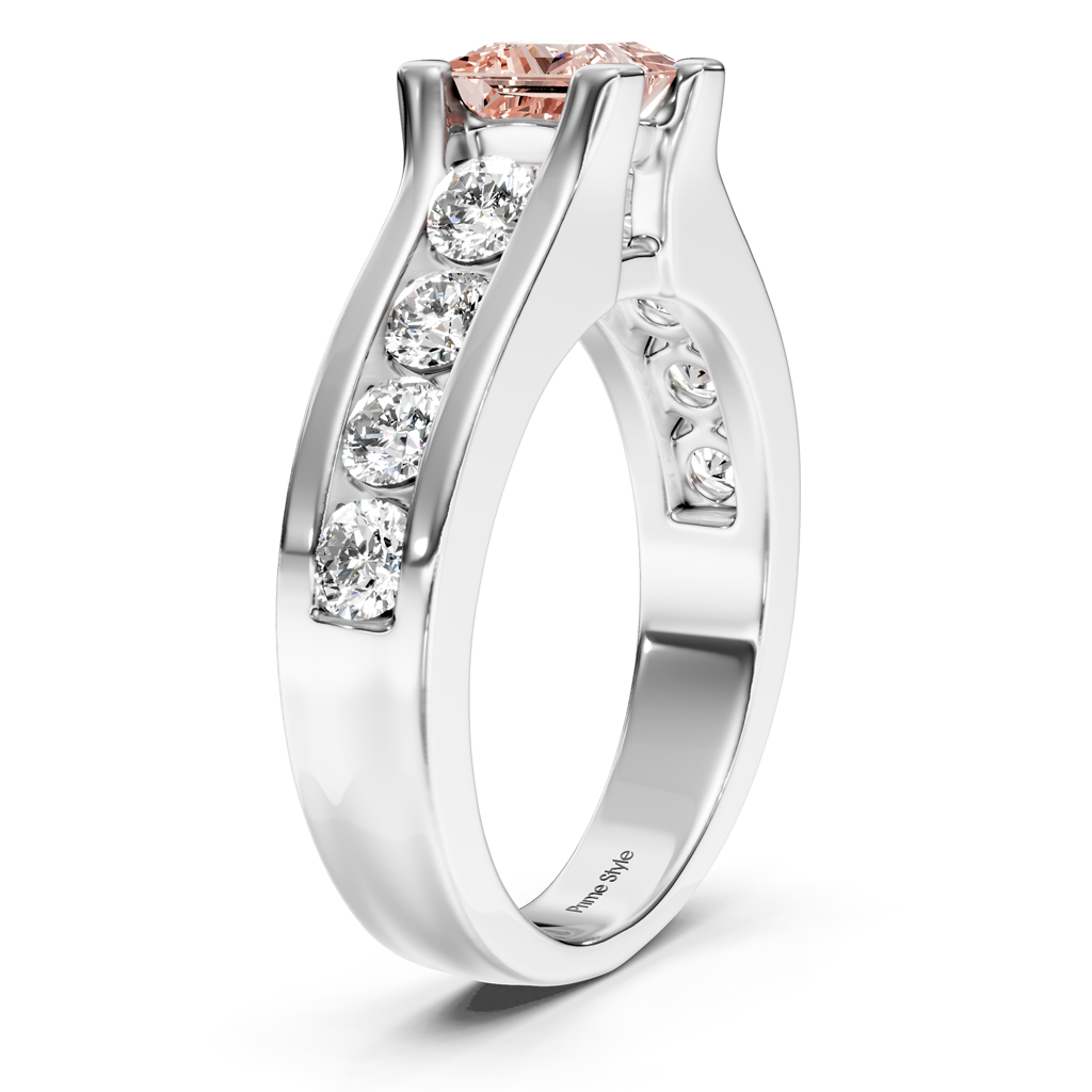 1.80-4.80 CT Princess & Round Cut Fancy Pink Diamonds - Engagement Ring