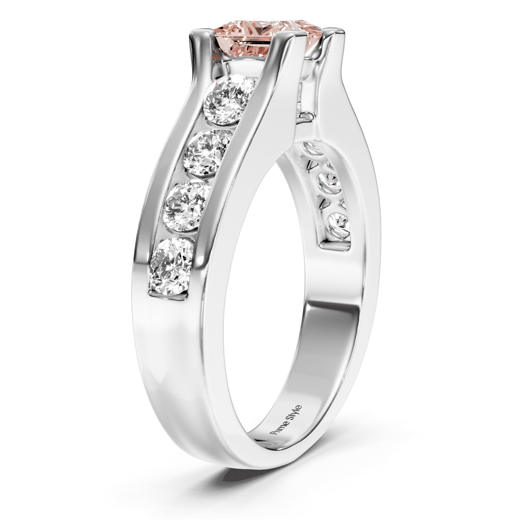 1.80 - 4.80 CT Princess & Round Cut Fancy Pink Diamonds - Engagement Ring - Primestyle.com