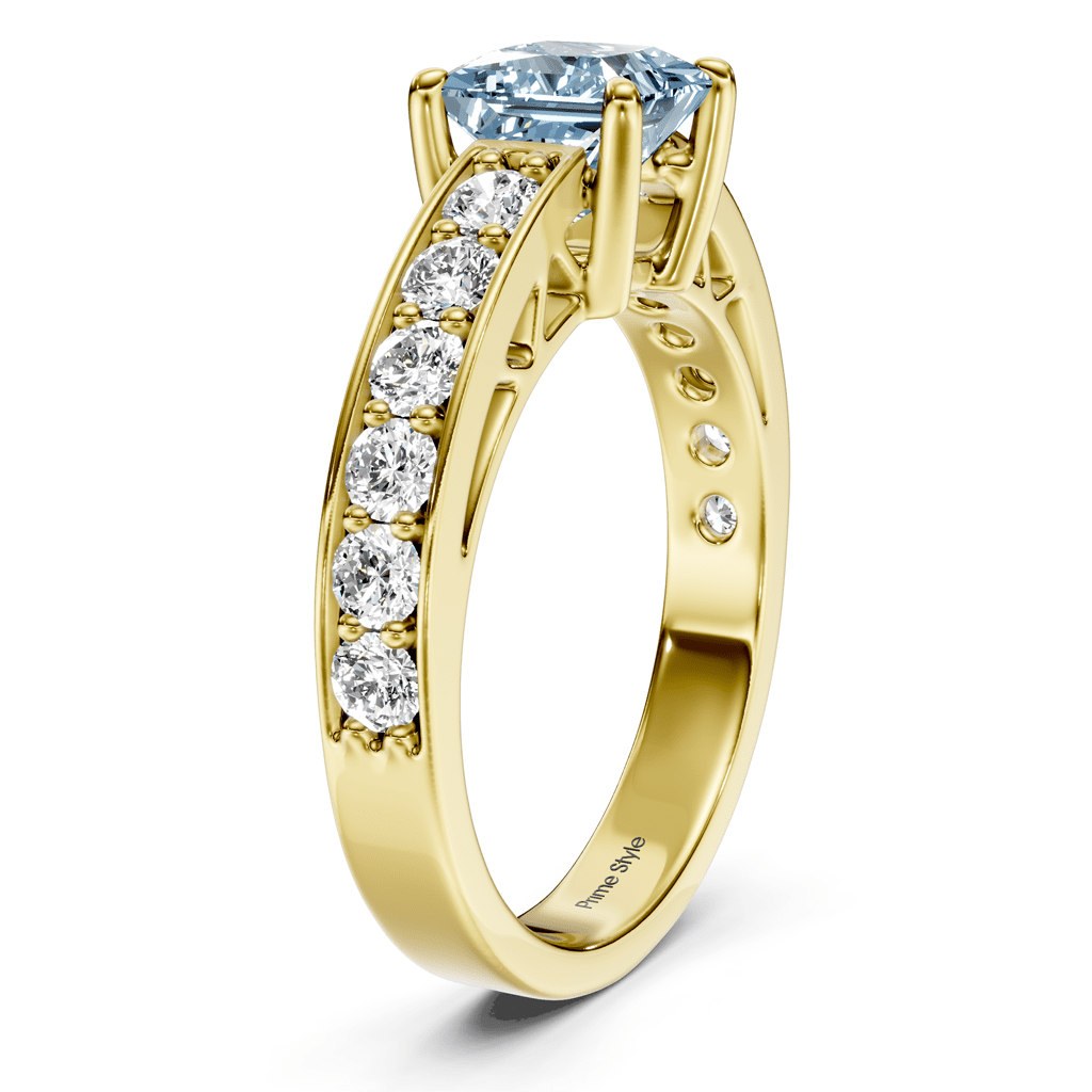 1.50-4.50 CT Princess & Round Cut Fancy Blue Diamonds - Engagement Ring