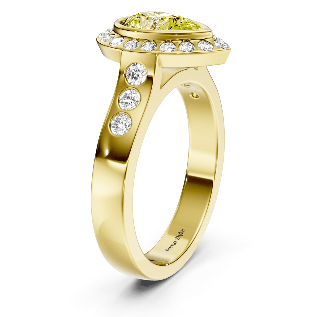 1.38 - 4.38 CT Pear & Round Cut Fancy Yellow Diamonds - Engagement Ring - Primestyle.com