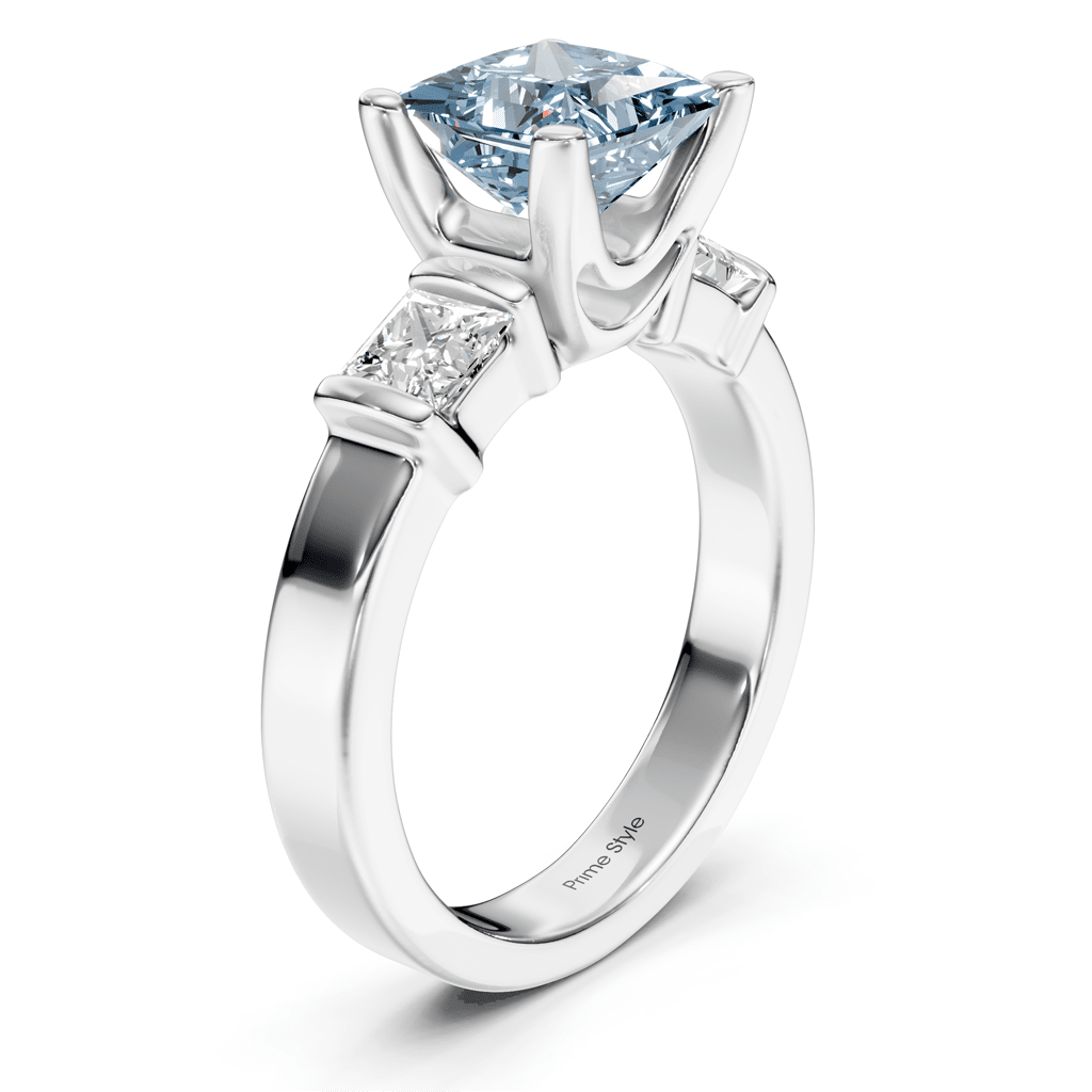1.50-4.50 CT Princess Cut Fancy Blue Diamonds - Engagement Ring