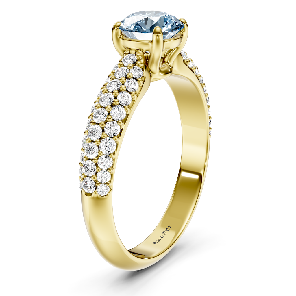 1.50-4.50 CT Round Cut Fancy Blue Diamonds - Engagement Ring