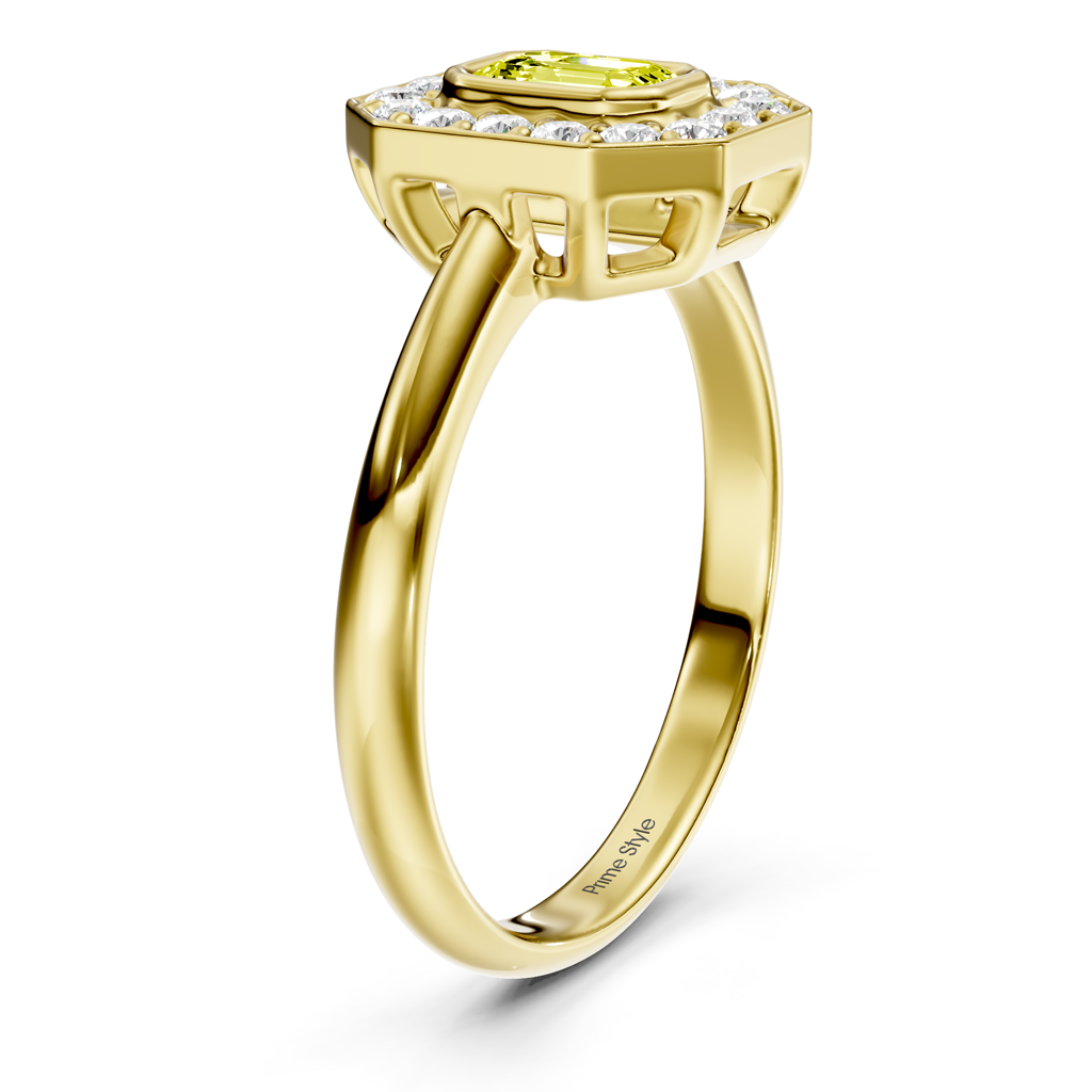1.35-4.35 CT Emerald & Round Cut Fancy Yellow Diamonds - Engagement Ring