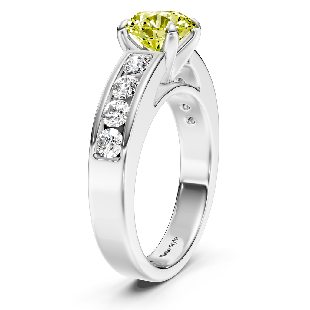 1.45-4.45 CT Round Cut Fancy Yellow Diamonds - Engagement Ring
