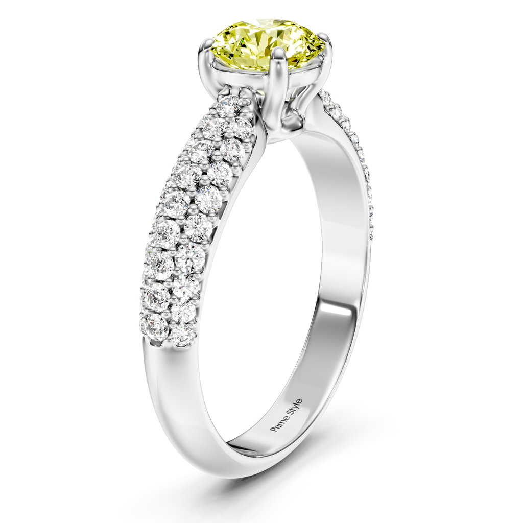 1.50-4.50 CT Round Cut Fancy Yellow Diamonds - Engagement Ring