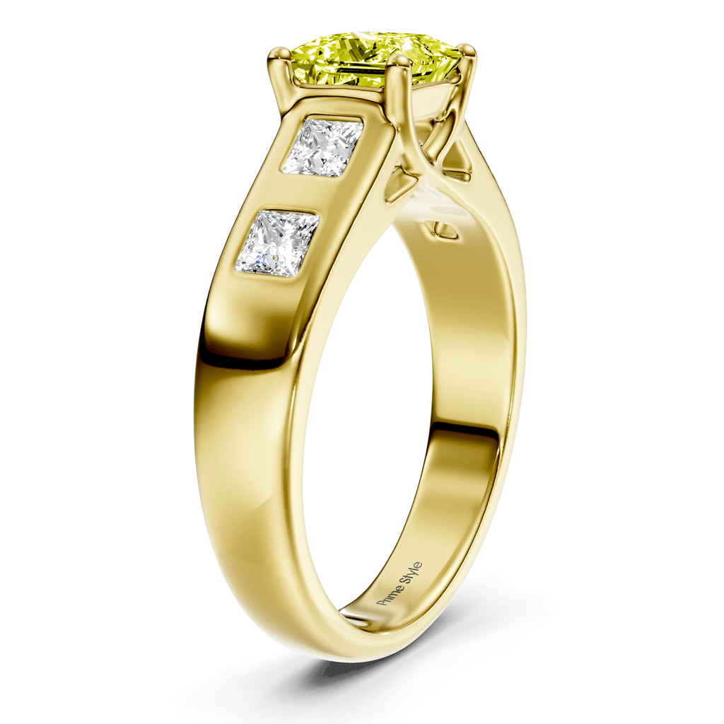 1.50 - 4.50 CT Princess Cut Fancy Yellow Diamonds - Engagement Ring - Primestyle.com