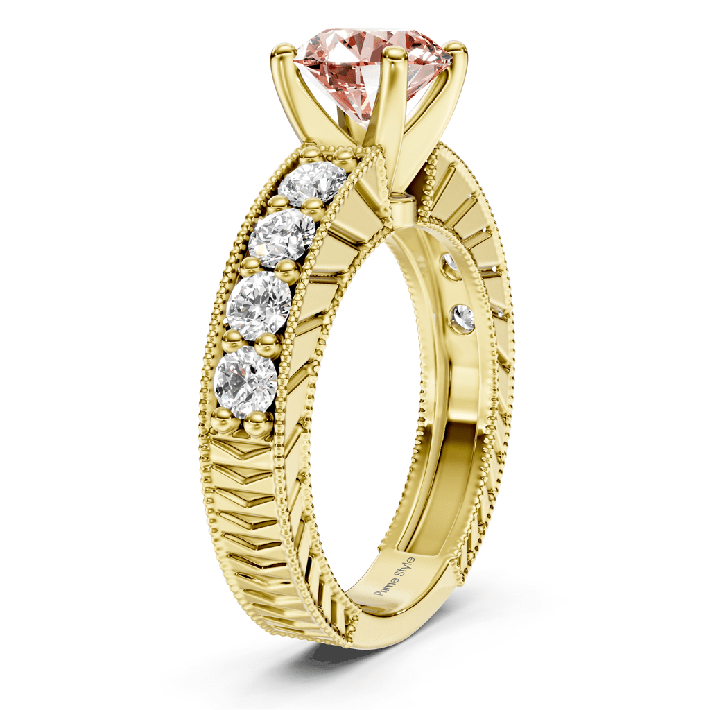 1.85 - 4.85 CT Princess & Round Cut Fancy Pink Diamonds - Engagement Ring - Primestyle.com