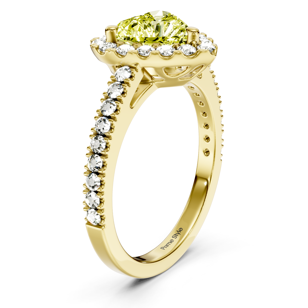 1.45-4.45 CT Heart & Round Cut Fancy Yellow Diamonds - Engagement Ring