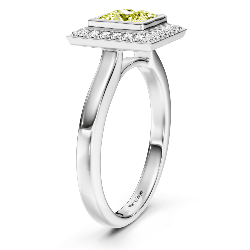 1.14 - 4.14 CT Princess & Round Cut Fancy Yellow Diamonds - Engagement Ring - Primestyle.com