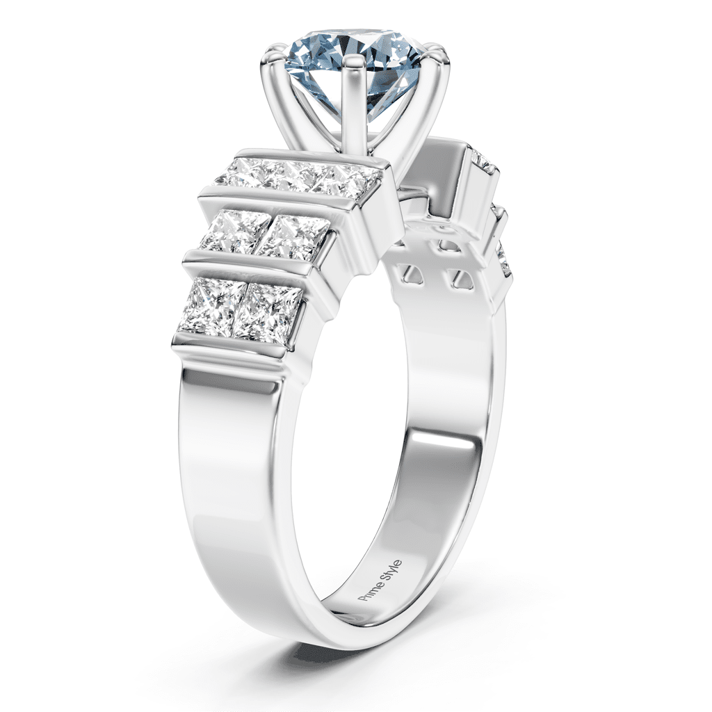 2.20 - 5.20 CT Princess & Round Cut Fancy Blue Diamonds - Engagement Ring - Primestyle.com