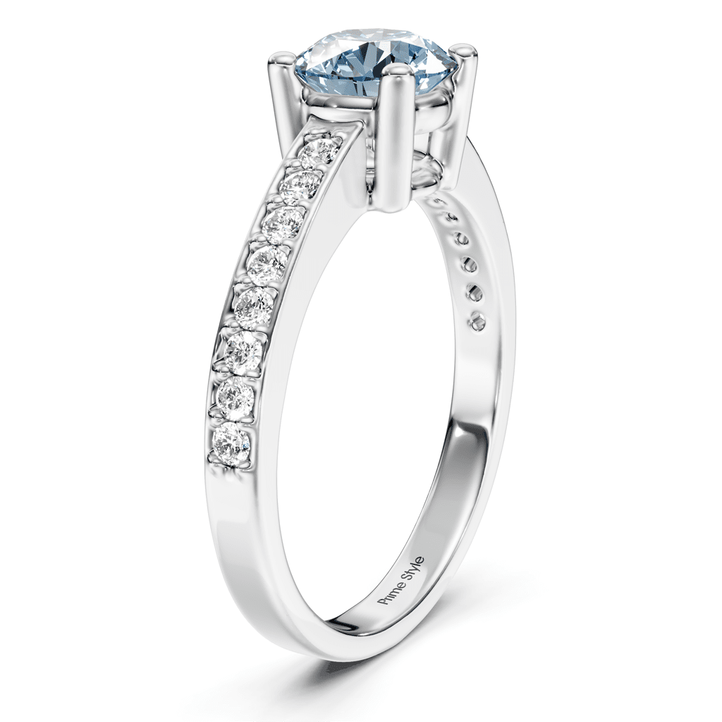 1.25-4.25 CT Round Cut Fancy Blue Diamonds - Engagement Ring