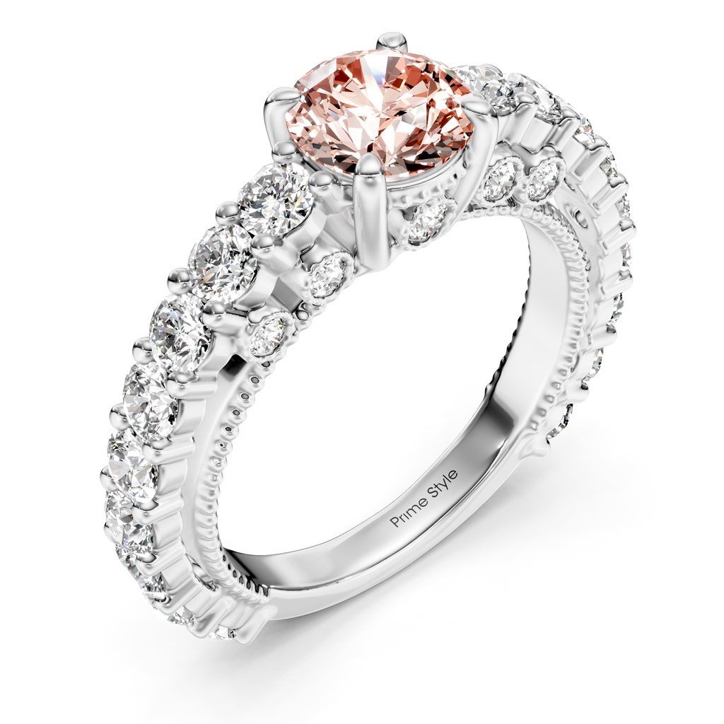 2.70-5.70 CT Round Cut Fancy Pink Diamonds - Engagement Ring