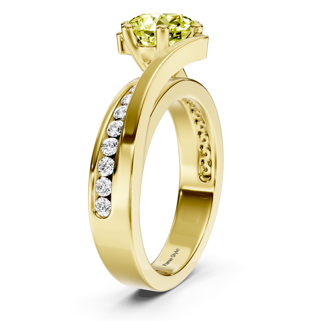 1.35-4.35 CT Round Cut Fancy Yellow Diamonds - Engagement Ring