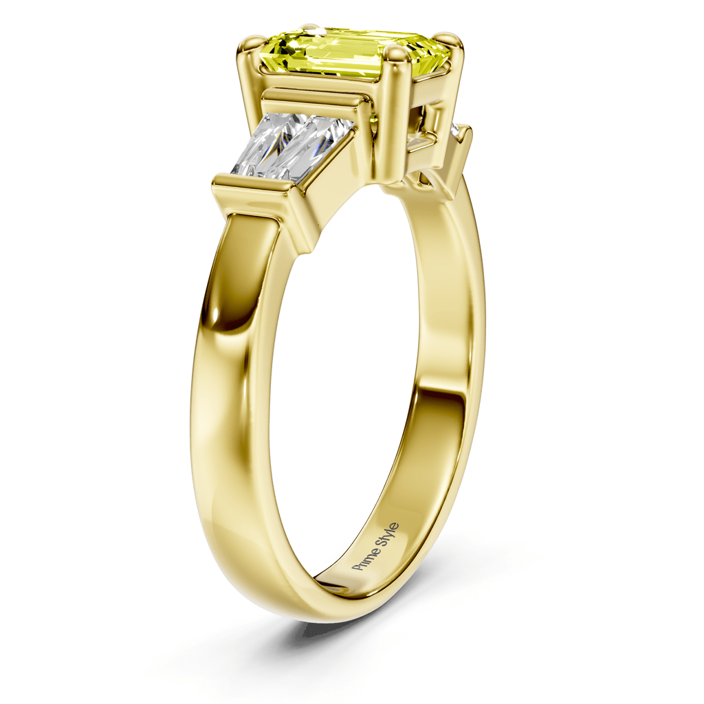 1.40 - 4.40 CT Emerald & Taper Cut Fancy Yellow Diamonds - Engagement Ring - Primestyle.com