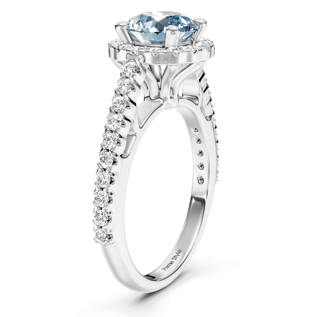 1.35-4.35 CT Round Cut Fancy Blue Diamonds - Engagement Ring