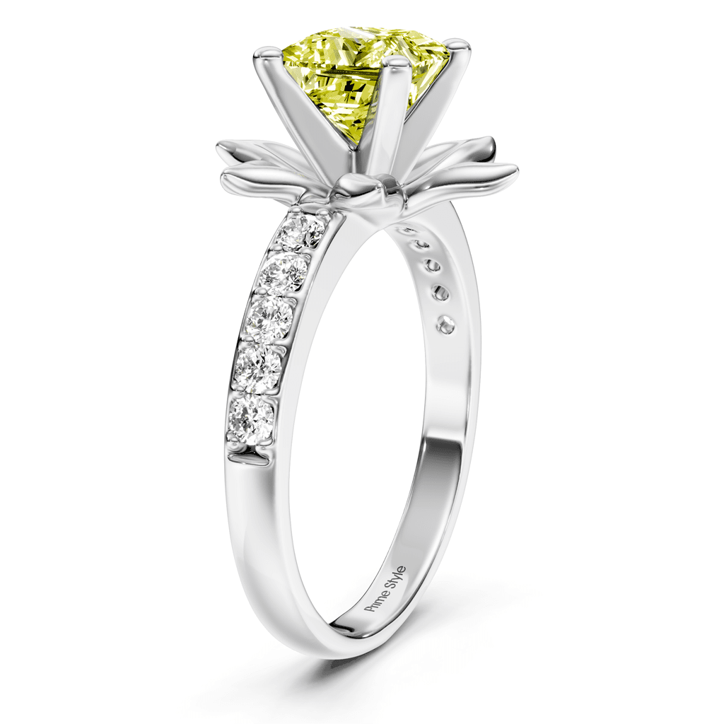 1.25-4.25 CT Princess & Round Cut Fancy Yellow Diamonds - Engagement Ring