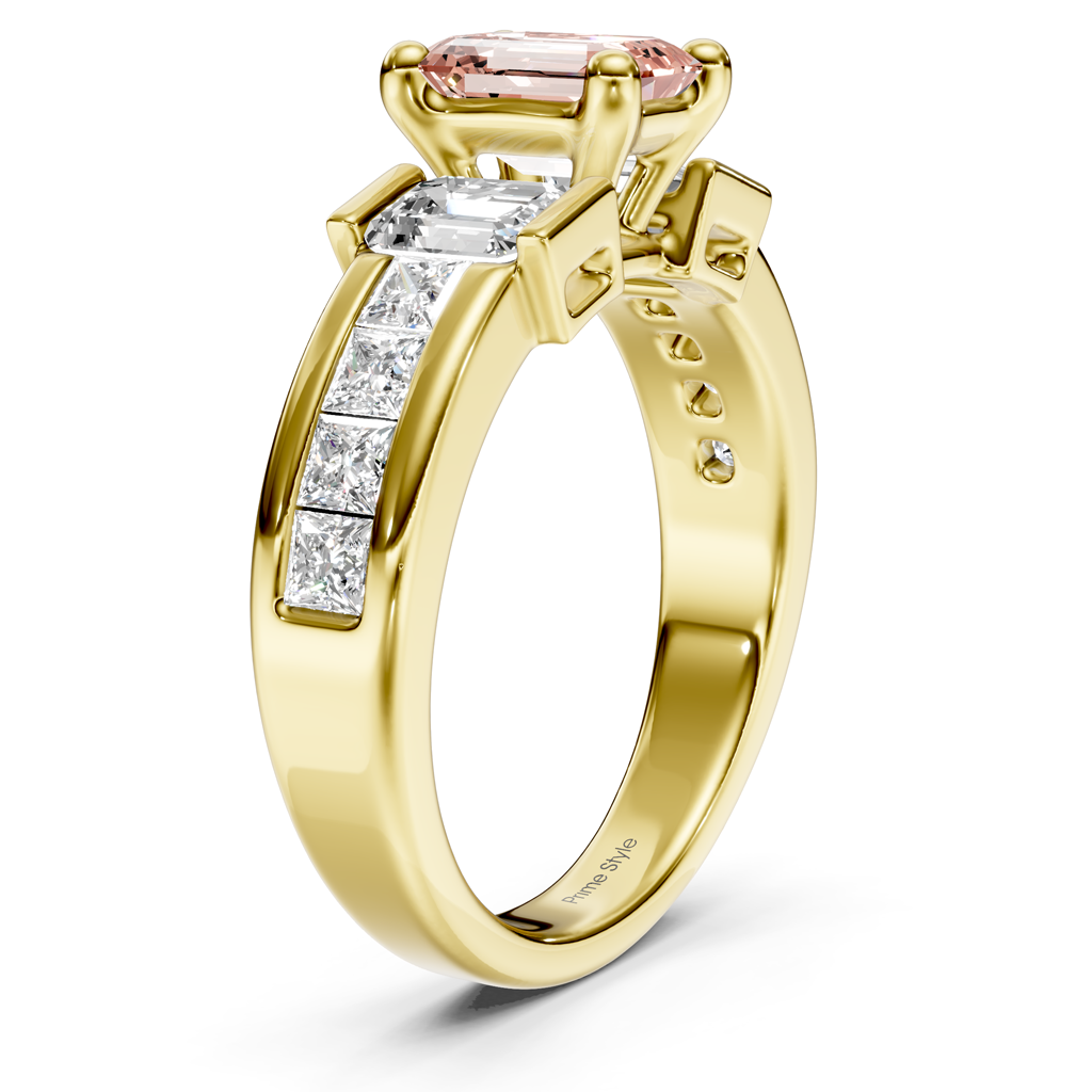 2.30-5.30 CT Emerald & Princess Cut Fancy Pink Diamonds - Engagement Ring