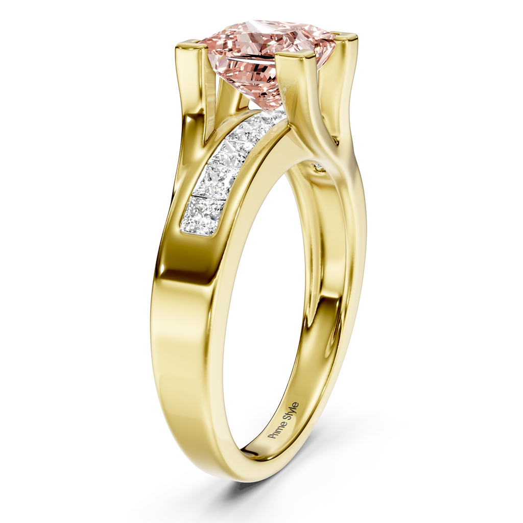 1.45-4.45 CT Princess Cut Fancy Pink Diamonds - Engagement Ring