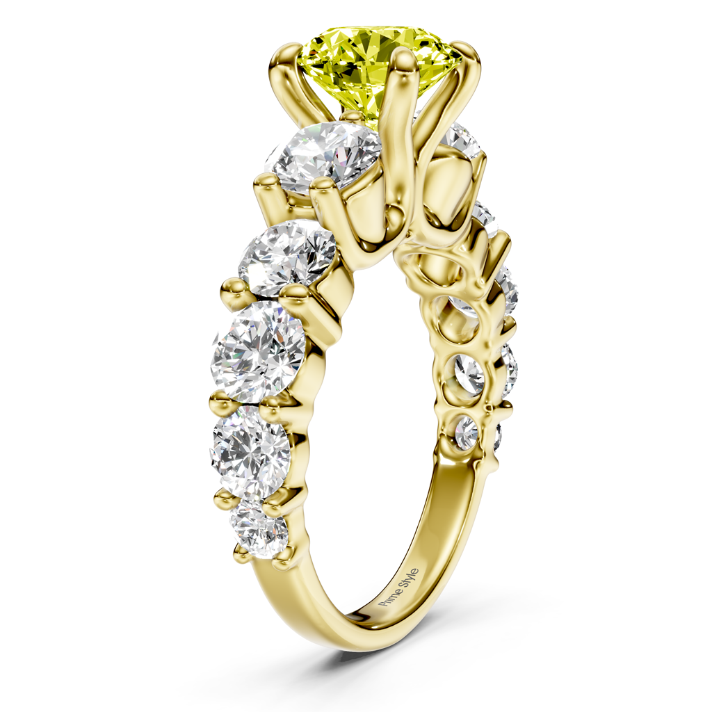 3.50-6.50 CT Round Cut Fancy Yellow Diamonds - Engagement Ring