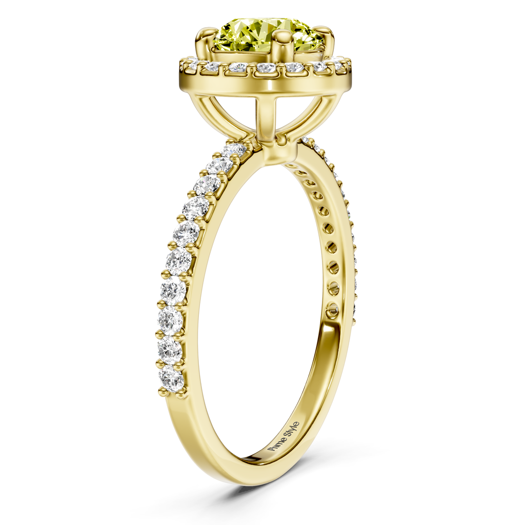 1.40-4.40 CT Round Cut Fancy Yellow Diamonds - Engagement Ring