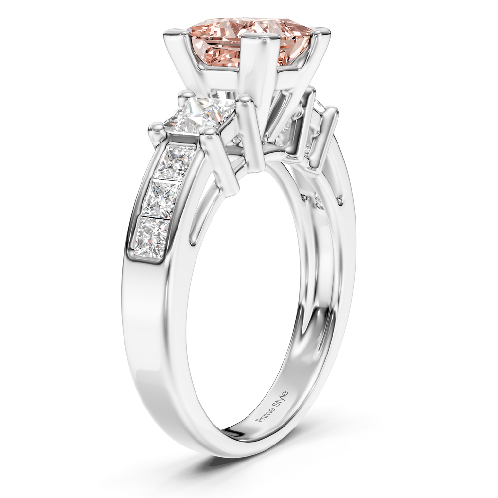 1.85-4.85 CT Princess Cut Fancy Pink Diamonds - Engagement Ring