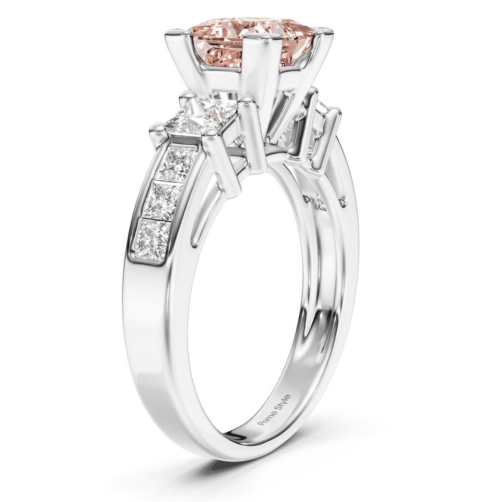 1.85 - 4.85 CT Princess Cut Fancy Pink Diamonds - Engagement Ring - Primestyle.com